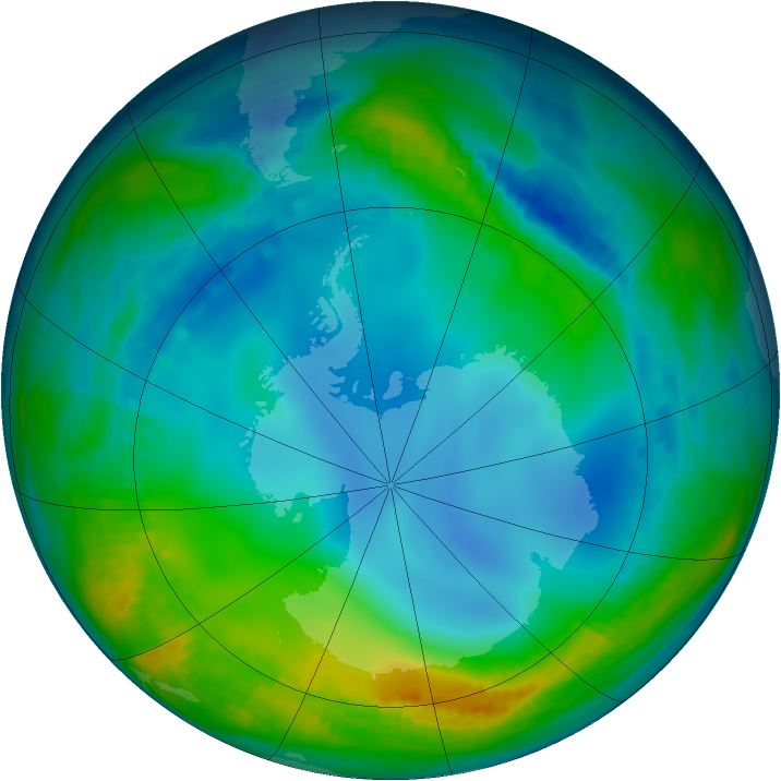 Antarctic ozone map for 01 June 1986